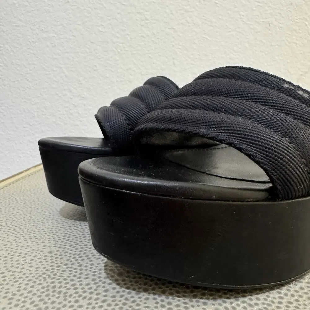 PRADA Logo Black Platform Slide Sandals Size 38.5 Y2K Vintage